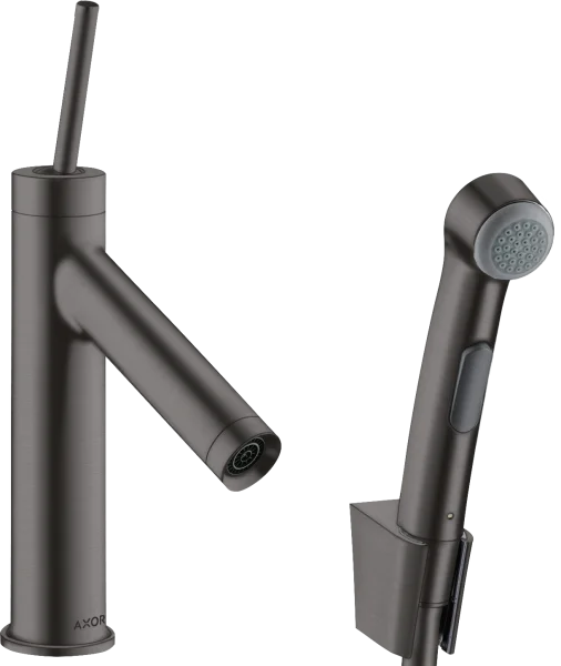 Axor Starck Single Lever Basin Mixer 90 With Bidet 1jet Shower Spray And Shower Hose 1.6 M Brushed Black Chrome