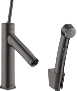 Axor Starck Single Lever Basin Mixer 90 With Bidet 1jet Shower Spray And Shower Hose 1.6 M Brushed Black Chrome