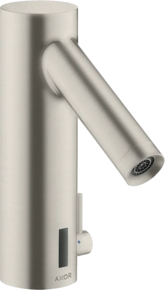 Axor Starck Electronic Basin Mixer 90 With Temperature Control, Battery-operated Stainless Steel Optic product image - Image 1