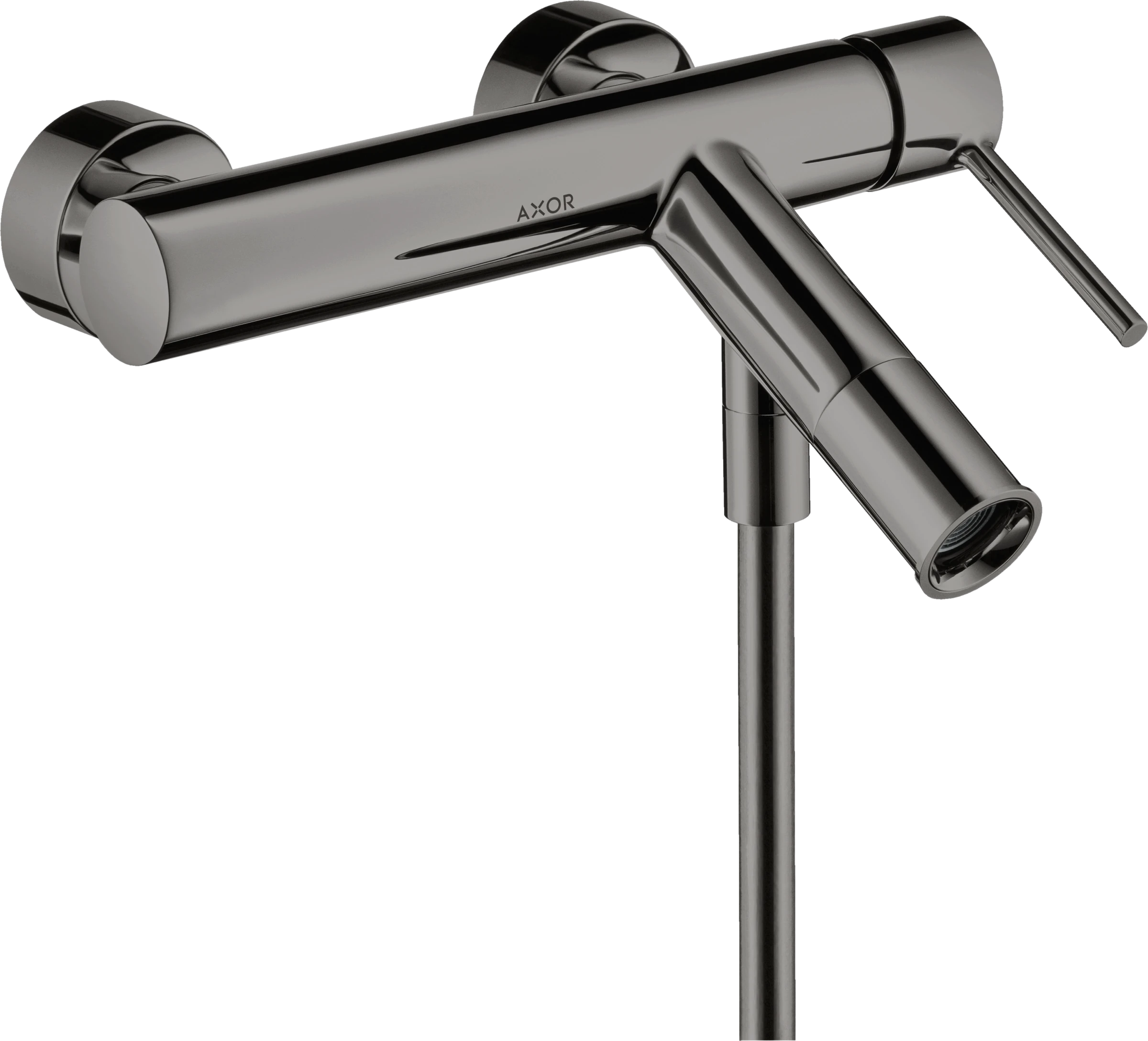 Axor Starck Single Lever Manual Bath Mixer For Exposed Installation With Pin Handle Polished Black Chrome