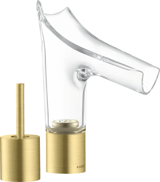 Axor Starck V 2-hole Basin Mixer 110 With Glass Spout Without Waste Brushed Brass