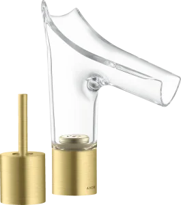 Axor Starck V 2-hole Basin Mixer 110 With Glass Spout Without Waste Brushed Brass