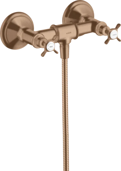 Axor Montreux 2-handle Manual Shower Mixer For Exposed Installation With Cross Handles Brushed Red Gold