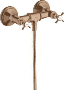 Axor Montreux 2-handle Manual Shower Mixer For Exposed Installation With Cross Handles Brushed Red Gold