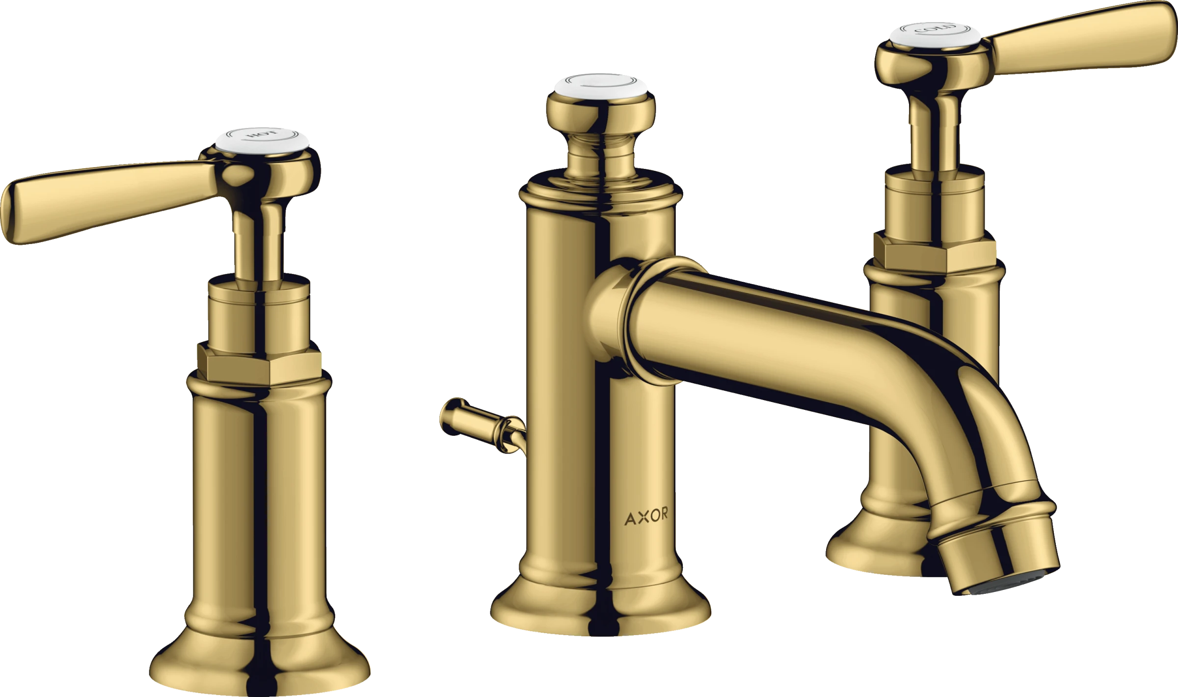 Axor Montreux 3-hole Basin Mixer 30 With Lever Handles And Pop-up Waste Gold Polished