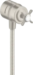 Axor Montreux Wall Outlet Stop With Non-return Valve, Shut-off Valve And Cross Handle Stainless Steel