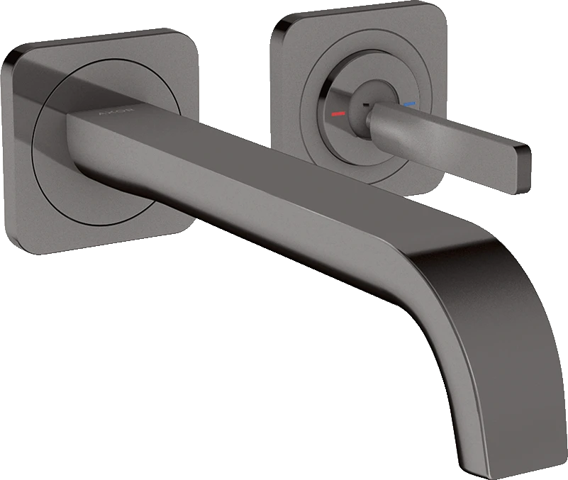 Axor Citterio E Single Lever Basin Mixer Wall-mounted With Pin Handle, Spout 221 Mm And Escutcheons Polished Black Chrome