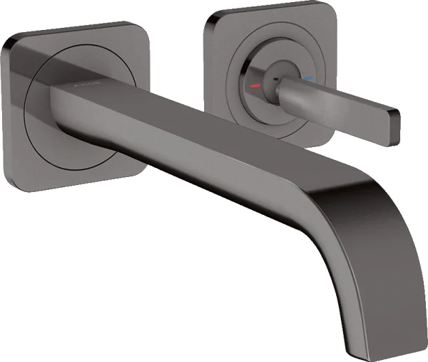 Axor Citterio E Single Lever Basin Mixer Wall-mounted With Pin Handle, Spout 221 Mm And Escutcheons Polished Black Chrome