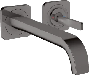 Axor Citterio E Single Lever Basin Mixer Wall-mounted With Pin Handle, Spout 221 Mm And Escutcheons Polished Black Chrome