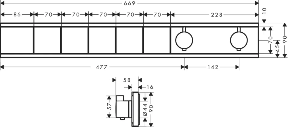 Hansgrohe Rainselect Thermostat For Concealed Installation For 5 Functions Matt White detail view - Image 2