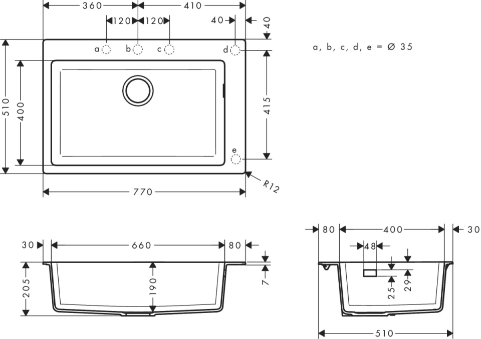Hansgrohe S51 S510-f660 Built-in Sink 660 detail view - Image 2