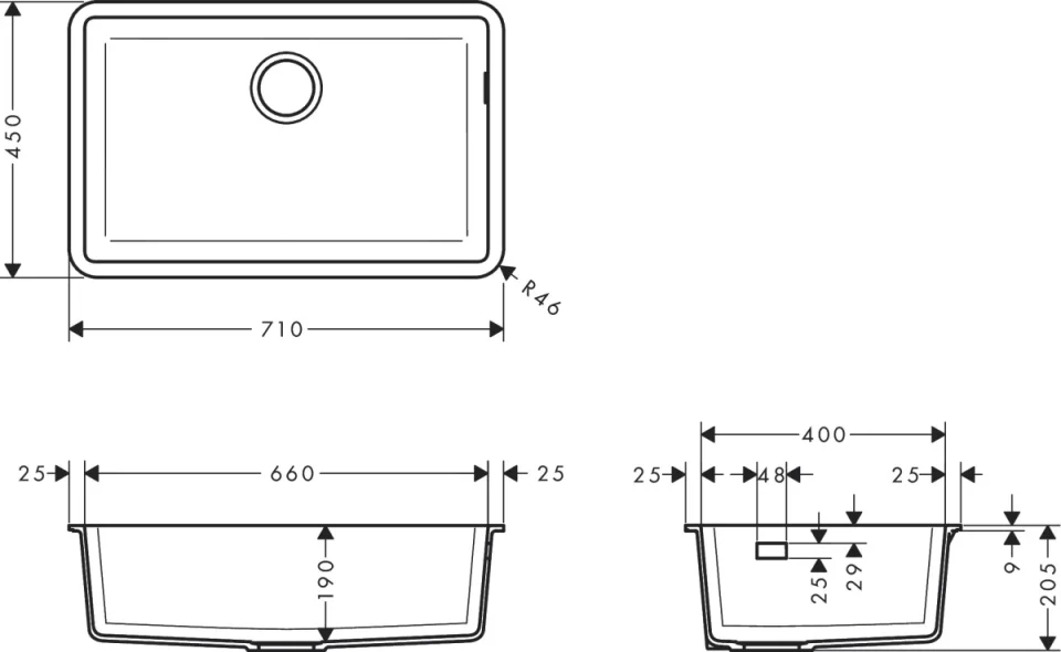 Hansgrohe S51 S510-u660 Undermount Sink 660 detail view - Image 2