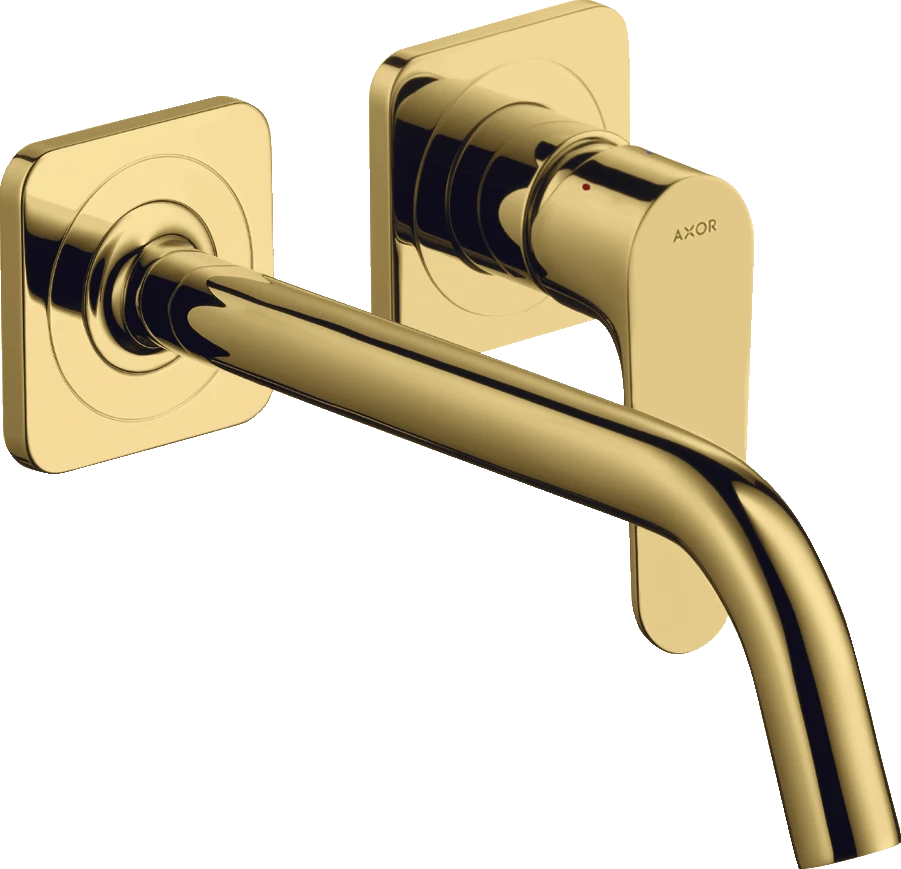 Axor Citterio M Single Lever Basin Mixer For Concealed Installation Wall-mounted With Spout 227 Mm And Escutcheons Gold Polished