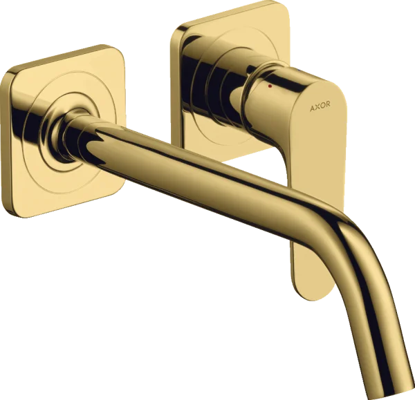 Axor Citterio M Single Lever Basin Mixer For Concealed Installation Wall-mounted With Spout 227 Mm And Escutcheons Gold Polished