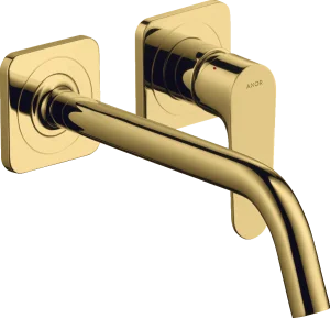 Axor Citterio M Single Lever Basin Mixer For Concealed Installation Wall-mounted With Spout 227 Mm And Escutcheons Gold Polished
