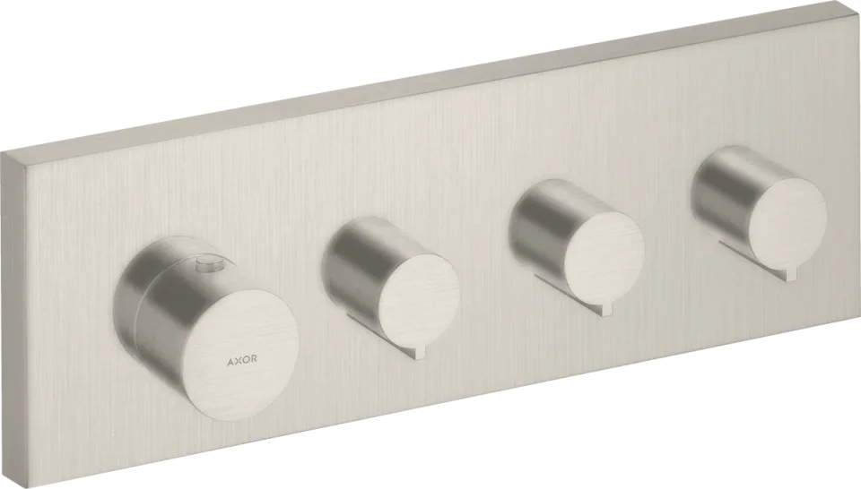 Axor Showersolutions Thermostatic Module 360/120 Square For Concealed Installation For 3 Outlets Stainless Steel Optic product image - Image 1