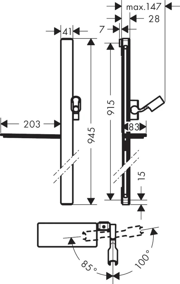 Hansgrohe Unica Shower Rail E 90 Cm With Isiflex Shower Hose 160 Cm detail view - Image 2