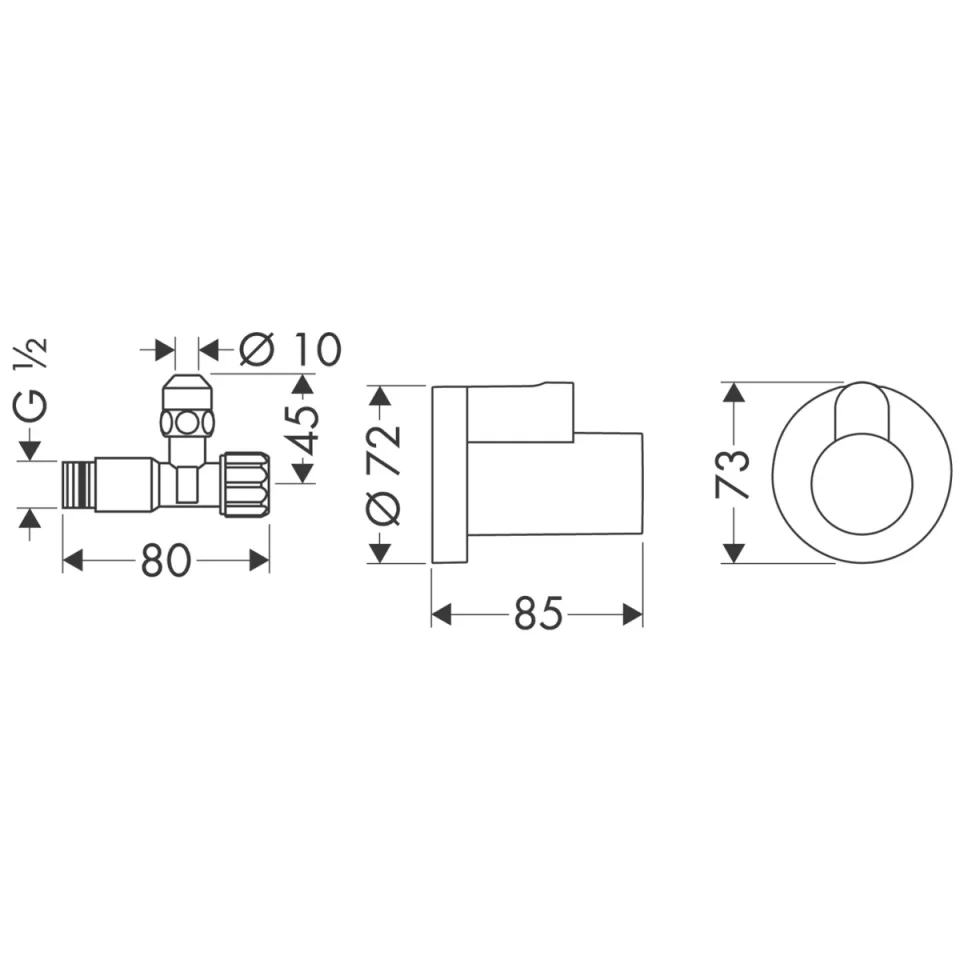 Hansgrohe Angle Valve With Cover " detail view - Image 2