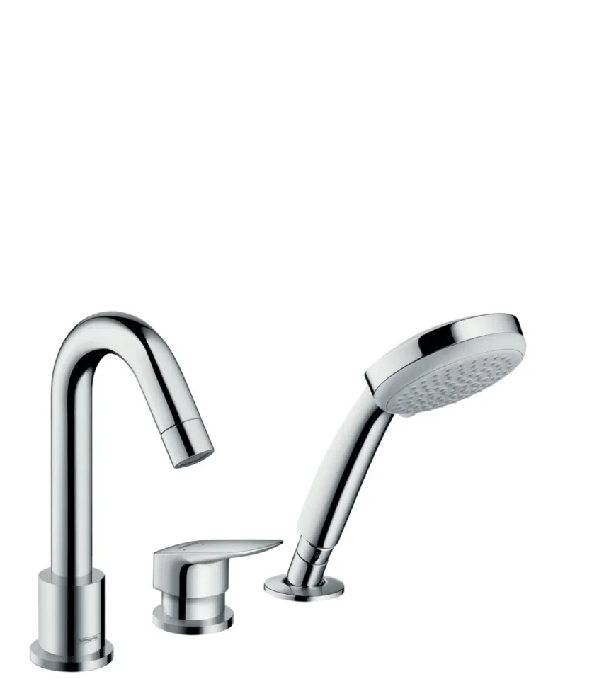 Hansgrohe Logis 3-hole Rim-mounted Single Lever Bath Mixer Chrome product image - Image 1