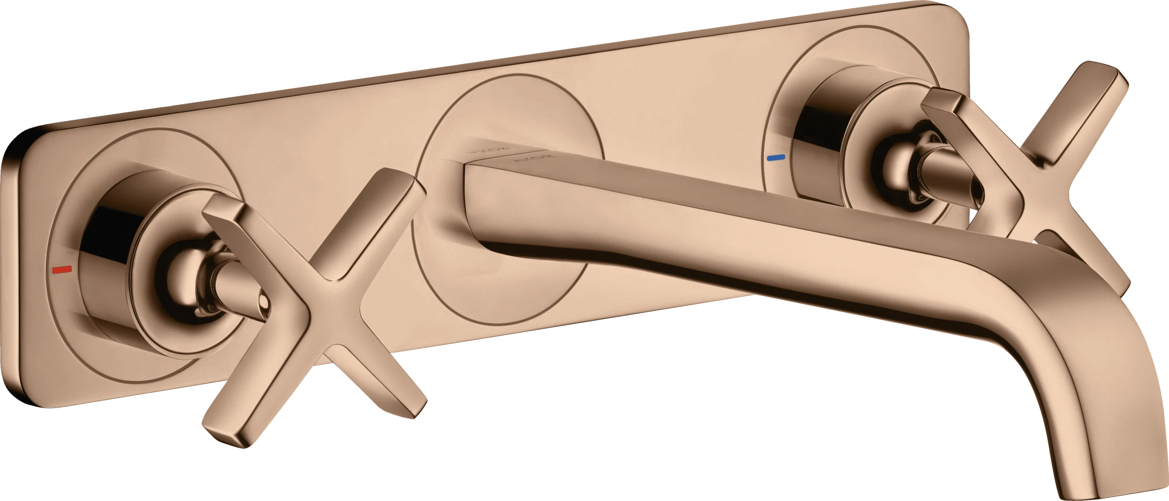 Axor Citterio E 3-hole Basin Mixer For Concealed Installation Wall-mounted With Spout 220 Mm And Plate Polished Red Gold