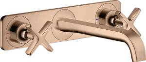 Axor Citterio E 3-hole Basin Mixer For Concealed Installation Wall-mounted With Spout 220 Mm And Plate Polished Red Gold