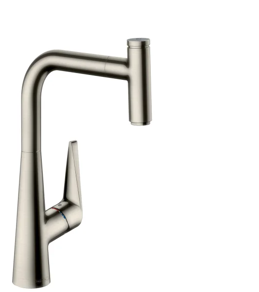 Hansgrohe Talis Select M51 Single Lever Kitchen Mixer 300 With Pull-out Spout, Single Spray Mode Stainless Steel