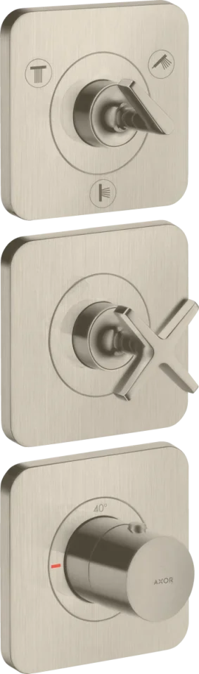 Axor Citterio E Thermostatic Module 380/120 For Concealed Installation For 3 Outlets With Escutcheons Brushed Nickel product image - Image 1
