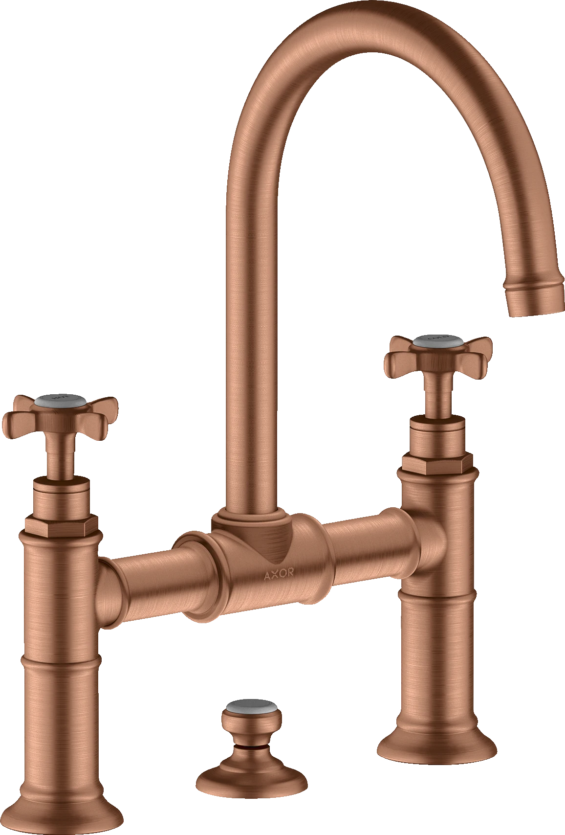 Axor Montreux 2-handle Basin Mixer 220 With Cross Handles And Pop-up Waste Brushed Red Gold