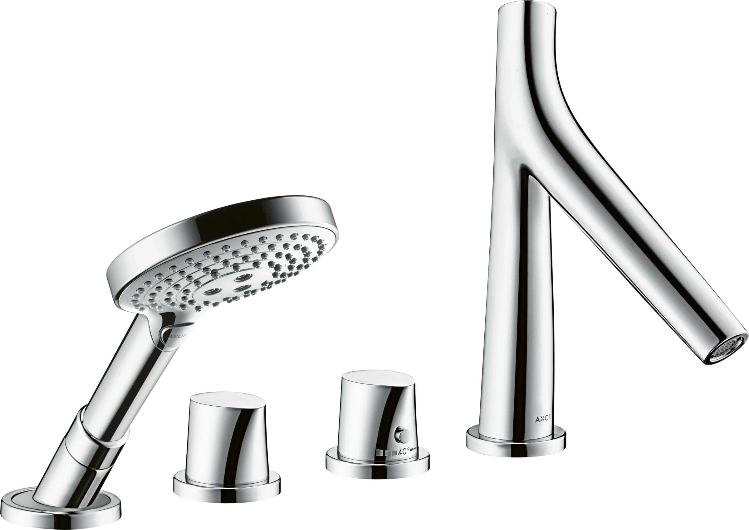 Axor Starck Organic 4-hole Rim-mounted Thermostatic Bath Mixer Chrome