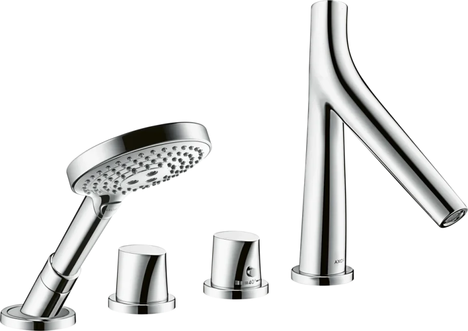 Axor Starck Organic 4-hole Rim-mounted Thermostatic Bath Mixer Chrome product image - Image 1