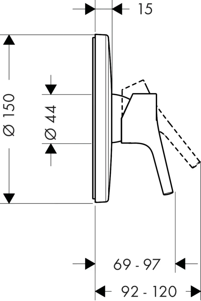 Hansgrohe Talis S Single Lever Manual Shower Mixer For Concealed Installation Chrome detail view - Image 2