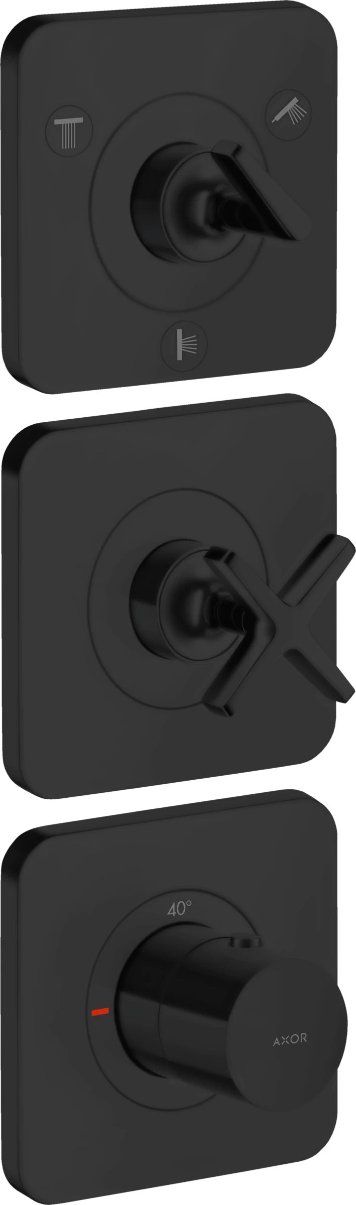 Axor Citterio E Thermostatic Shower Mixer Concealed 300 X 208 X 144mm Black - Matt