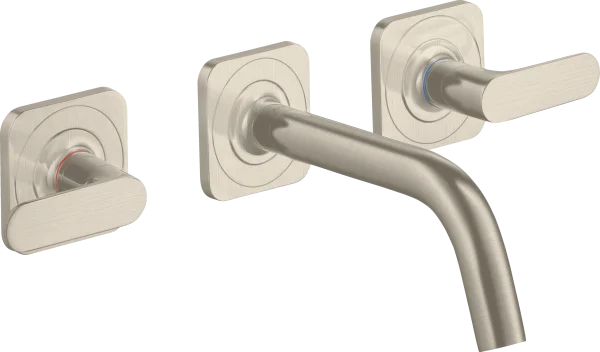 Axor Citterio M 3-hole Basin Mixer For Concealed Installation Wall-mounted With Spout 166 Mm, Lever Handles And Escutcheons Brushed Nickel