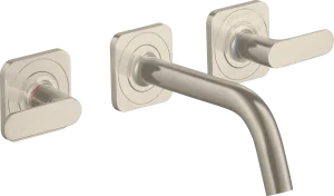 Axor Citterio M 3-hole Basin Mixer For Concealed Installation Wall-mounted With Spout 166 Mm, Lever Handles And Escutcheons Brushed Nickel