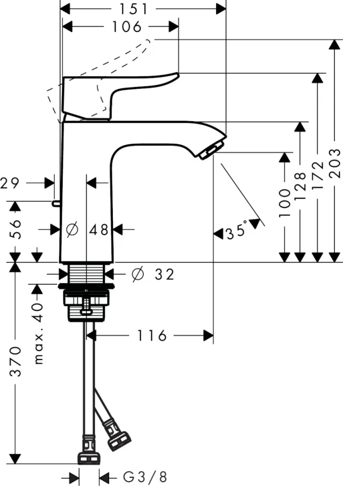 Hansgrohe Metris Single Lever Basin Mixer 110 Lowflow 3.5 L/m With Pop-up Waste Chrome detail view - Image 2