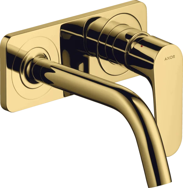 Axor Citterio M Single Lever Basin Mixer For Concealed Installation Wall-mounted With Spout 167 Mm And Plate Gold Polished