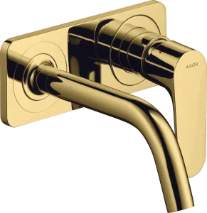 Axor Citterio M Single Lever Basin Mixer For Concealed Installation Wall-mounted With Spout 167 Mm And Plate Gold Polished