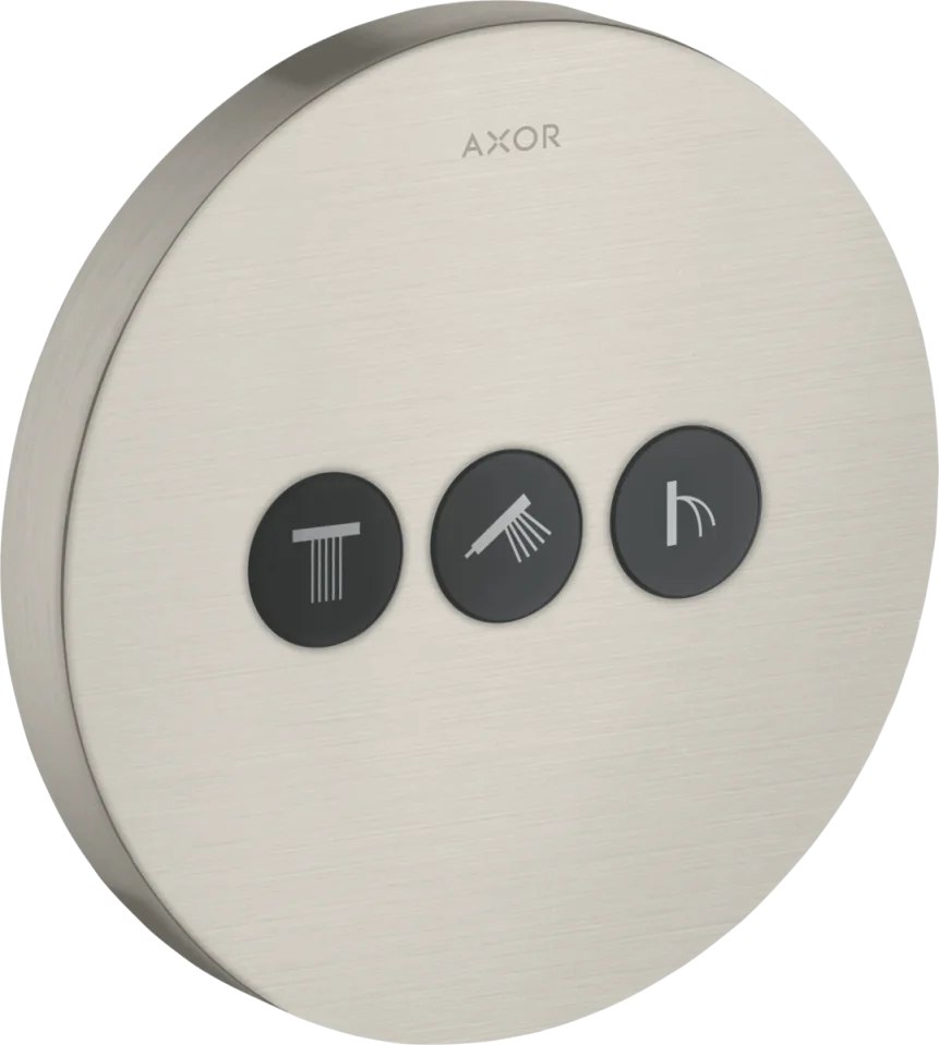 Axor Showerselect Valve Round For Concealed Installation For 3 Outlets Stainless Steel Optic product image - Image 1