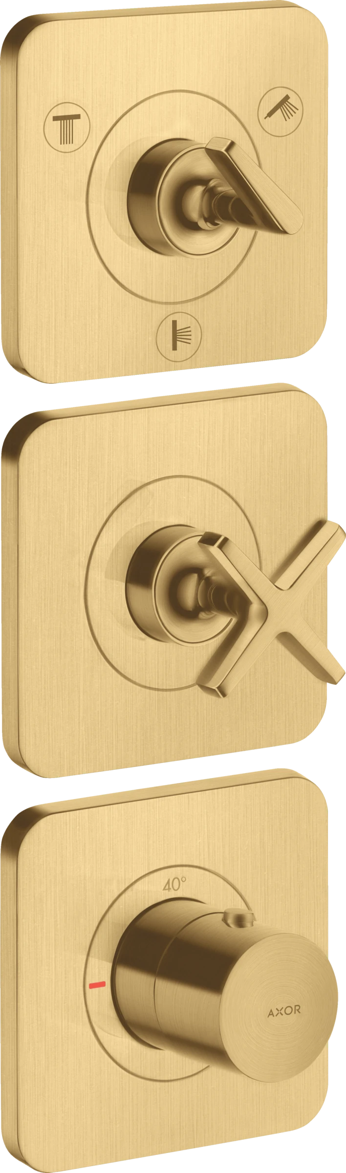 Axor Citterio E Thermostatic Module 380/120 For Concealed Installation For 3 Outlets With Escutcheons Gold Brushed
