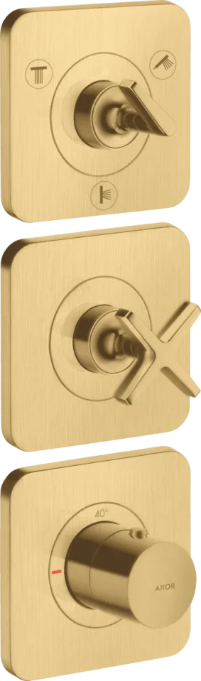 Axor Citterio E Thermostatic Module 380/120 For Concealed Installation For 3 Outlets With Escutcheons Brushed Gold Optic product image - Image 1