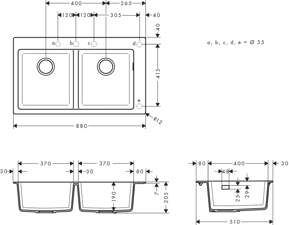 Hansgrohe S51 S510-f770 Built-in Sink 370/370 detail view - Image 2