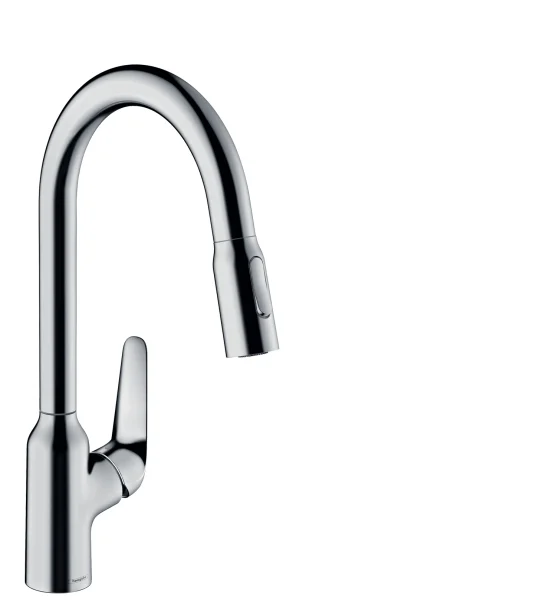 Hansgrohe Focus M42 Single Lever Kitchen Mixer 220 With Pull-out Spray, 2 Spray Modes Chrome
