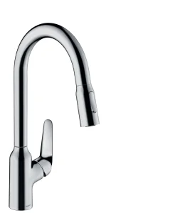 Hansgrohe Focus M42 Single Lever Kitchen Mixer 220 With Pull-out Spray, 2 Spray Modes Chrome