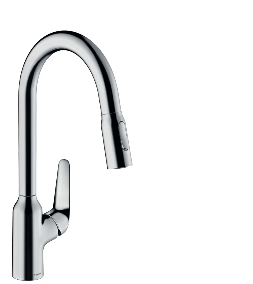 Hansgrohe Focus M42 Single Lever Kitchen Mixer 220 With Pull-out Spray, 2 Spray Modes Chrome product image - Image 1