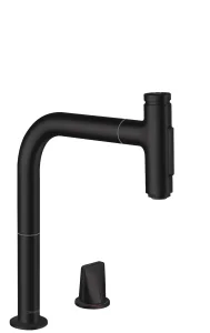 Hansgrohe Metris Select M71 2-hole Single Lever Kitchen Mixer 200 With Pull-out Spray And Sbox, 2 Spray Modes Matt Black
