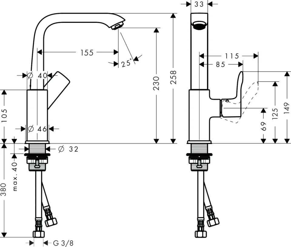 Hansgrohe Metris Manual Mixers 500 X 265 X 135mm Chrome detail view - Image 3