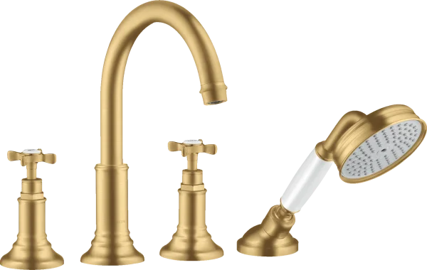 Axor Montreux 4-hole Rim-mounted Bath Mixer With Cross Handles Gold Brushed