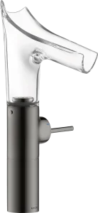 Axor Starck V Single Lever Basin Mixer 220 With Glass Spout For Wash Bowls Without Waste Polished Black Chrome