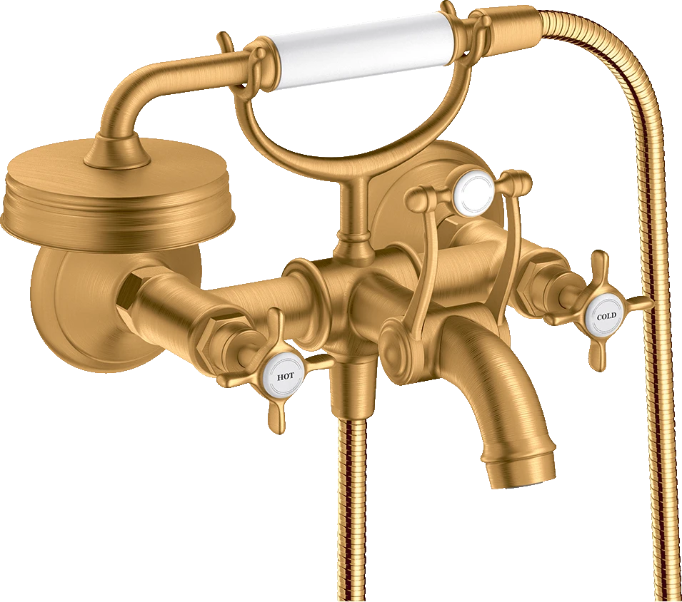 Axor Montreux 2-handle Manual Bath Mixer For Exposed Installation With Cross Handles Gold Brushed
