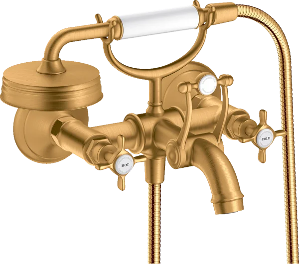 Axor Montreux 2-handle Manual Bath Mixer For Exposed Installation With Cross Handles Gold Brushed